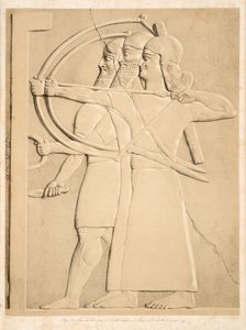 Deux archers et un porteur de bouclier, des Monuments de Ninive, pub. 1849 - Austen Henry Layard