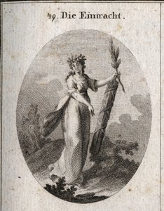 Allégorie de la concorde représentée avec une couronne de grenades, emblème de l