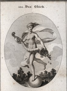 Allégorie de la fortune représentée avec un bandeau pour montrer qu