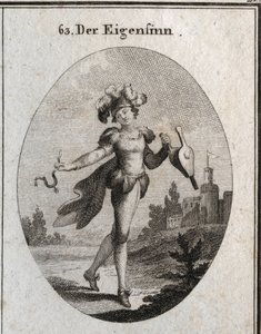 Allégorie du caprice. Son costume et ses plumes marquent l