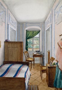 Petite salle de style Biedermeier, aquarelle, Autriche - Austrian School