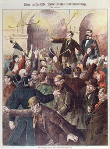 La police dispersant une réunion de protestation de travailleurs sans emploi, 1897 - Austrian School