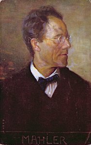 Carte postale représentant un portrait de Gustav Mahler (1860-1911) vers 1910 (lithographie couleur) - Austrian School