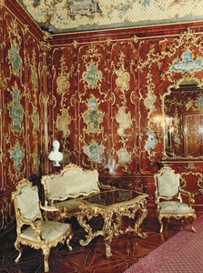 La salle des millions, lambrissée de bois de figuier incrusté de miniatures persanes et décorée d