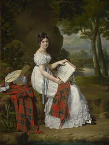Femme dessinant dans un paysage, vers 1830 - Austrian School