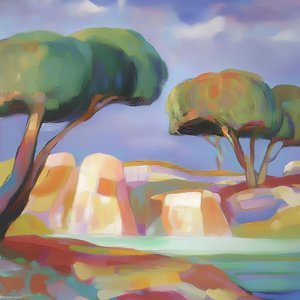 Paysage serein et coloré
