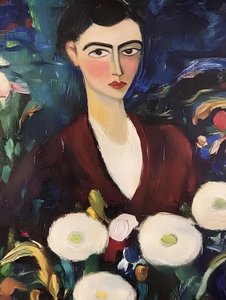 Une femme élégante avec des fleurs