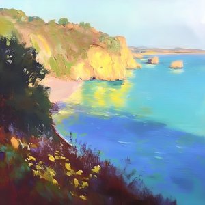 Falaises dorées, mer azur
