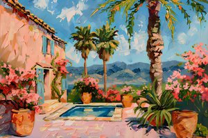 Jardin méditerranéen au bord de la piscine