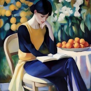 Lecture dans un jardin paisible