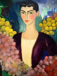 Femme sereine avec des raisins