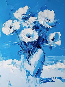 Fleurs bleues texturées - Avanesova Elena