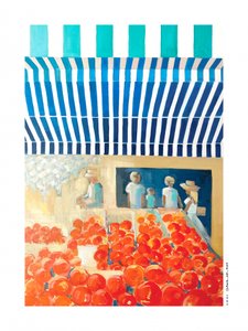 Le marché animé des tomates