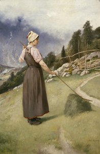 Fille ratissant le foin - Axel Hjalmar Ender