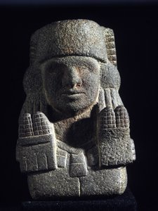 Art aztèque : représentation de Chicomecoatl (appelée aussi Xilonen), déesse du Maïs et de la Fertilité. Musée National d