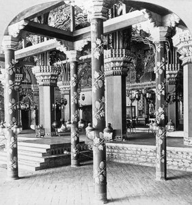 La salle du durbar Mahratta, Palais de la Princesse de Tanjore, Tanjore Thanjavur, Inde, 1901 - B. L. Singley