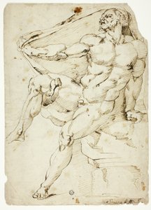 Nu académique masculin représentant Hercule avec la robe de Nessus (recto et verso)
