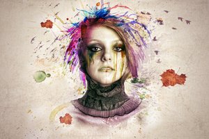 Portrait à la peinture colorée - Baden Bowen