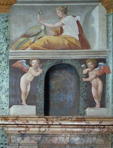 La Sala delle Prospettive (détail) de la déesse Junon avec un paon - Baldassarre Peruzzi