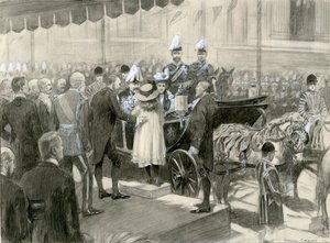 Le roi Édouard VII et la reine Alexandra - Stand du Conseil du comté de Londres à Trafalgar Square, 24 octobre 1902 - Balliol (after) Salmon