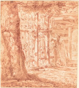 Rencontre près de la clôture du jardin - Balthasar Anton Dunker