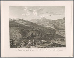 Vue de Cantalupo et Bardella anc. Mandela (Suite de VI vues des Environs de Rome) - Balthasar Anton Dunker