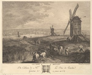 Les Trois Moulins après un tableau de la collection du Duc de P... - Balthasar Anton Dunker