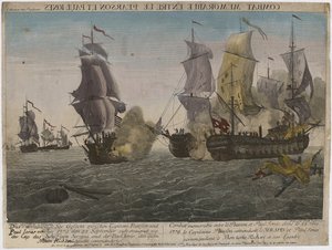Combat mémorable entre le Pearson et Paul Jones..., c.1780 - Balthasar Friedrich Leizelt