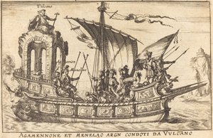 Agamemnon et Ménélas conduits par Vulcain - Balthasar Moncornet after Remigio Cantagallina