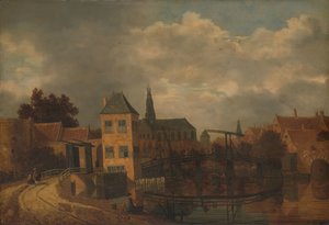 Vue de la ville de Haarlem, prise de la rivière Spaarne, montrant l