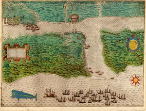 Augustine du voyage aux Antilles de Drake 1585 - 86, pub. 1589 - Baptista Boazio