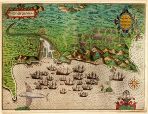 Santiago, du voyage aux Antilles de Drake 1585 - 86, publié en 1589 - Baptista Boazio