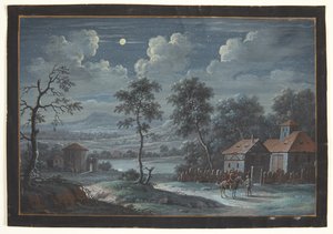 Un paysage méridional au clair de lune