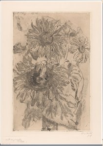 Trois tournesols dans un vase - Barbara Elisabeth van Houten (signed by artist)
