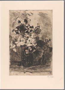 Pétunias dans deux vases - Barbara Elisabeth van Houten (signed by artist)