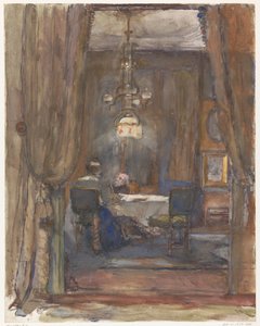Le salon de la rue Riouw à La Haye, le soir - Barbara Elisabeth van Houten