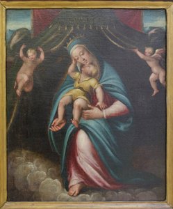 Madone et Enfant sous un dais tenu par deux anges - Barbara Longhi
