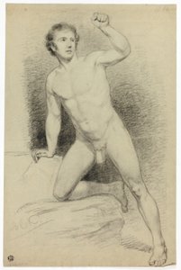 Nu académique masculin appuyé sur une plate-forme - Barend Cornelis Koekkoek