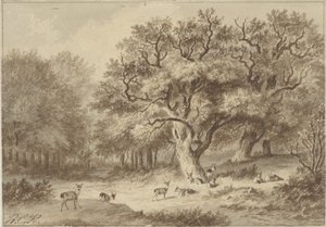 Paysage forestier avec des cerfs - Barend Cornelis Koekkoek
