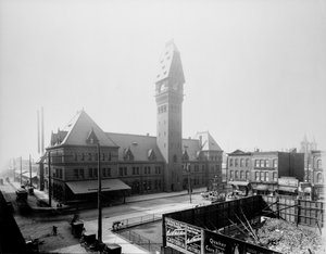 Gare de Dearborn, Chicago, Illinois, USA, c.1883 - Barnes and Crosby