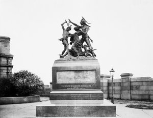 Monument du massacre de Fort Dearborn à Calumet Street et 18th Avenue, Chicago, Illinois, USA, c.1900 - Barnes and Crosby