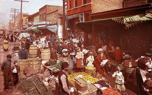 Marché de Maxwell Street, Chicago, Illinois, États-Unis, c.1905 - Barnes and Crosby