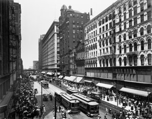 State Street, Chicago, Illinois, USA, vers 1907 (photo n/b) - Barnes and Crosby