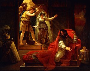 David jouant de la harpe pour le roi Saül