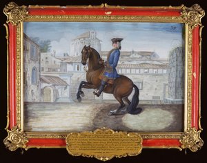 No. 35 Un cheval barbare de la Haute École Espagnole exécutant un mouvement de dressage sur la Place Saint-Marc, Florence
