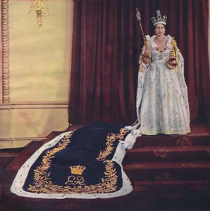 La reine Elizabeth II en robes de couronnement, 1953
