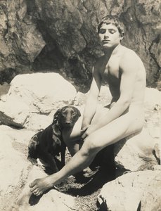 [Garçon et chien nus]