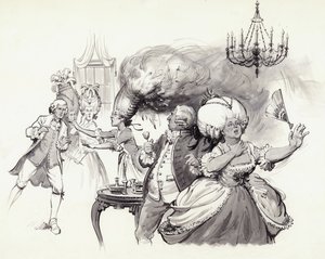 Perruques allumées (gouache sur papier)