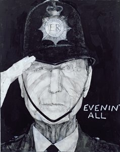 Portrait de Jack Warner en Dixon of Dock Green, illustration pour The Listener, 1970s