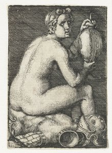 Femme nue assise sur une armure - Barthel Beham